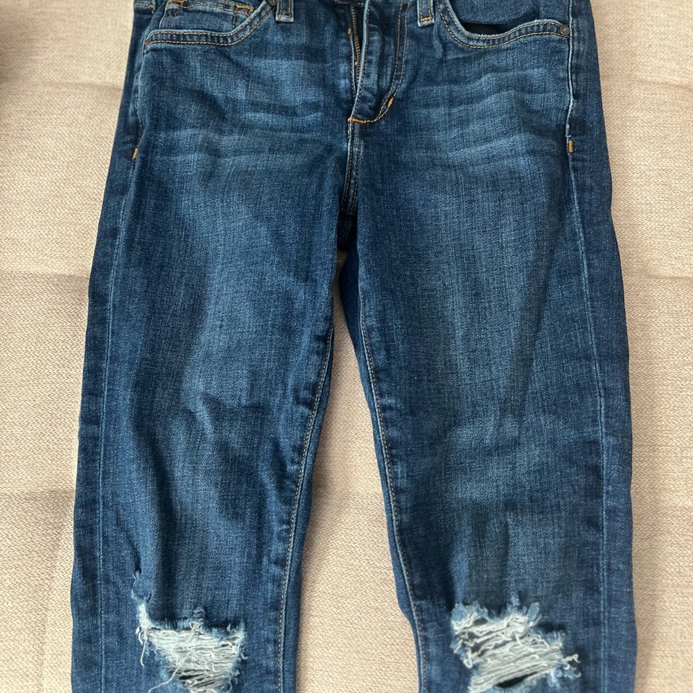 Joe's Jeans Dark Blue Distressed Cropped Jeans